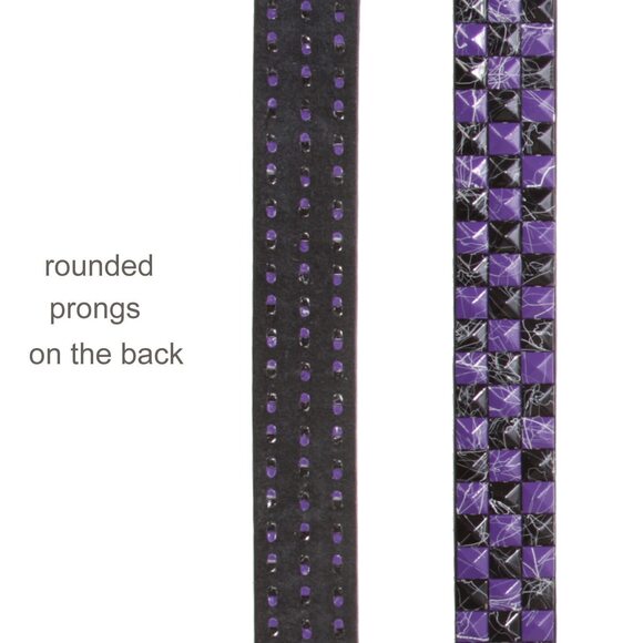 5499 Snap On 1 1/2"-38mm Checkerboard Punk Rock Studded Belt, Purple/black Xs - Picture 5 of 5